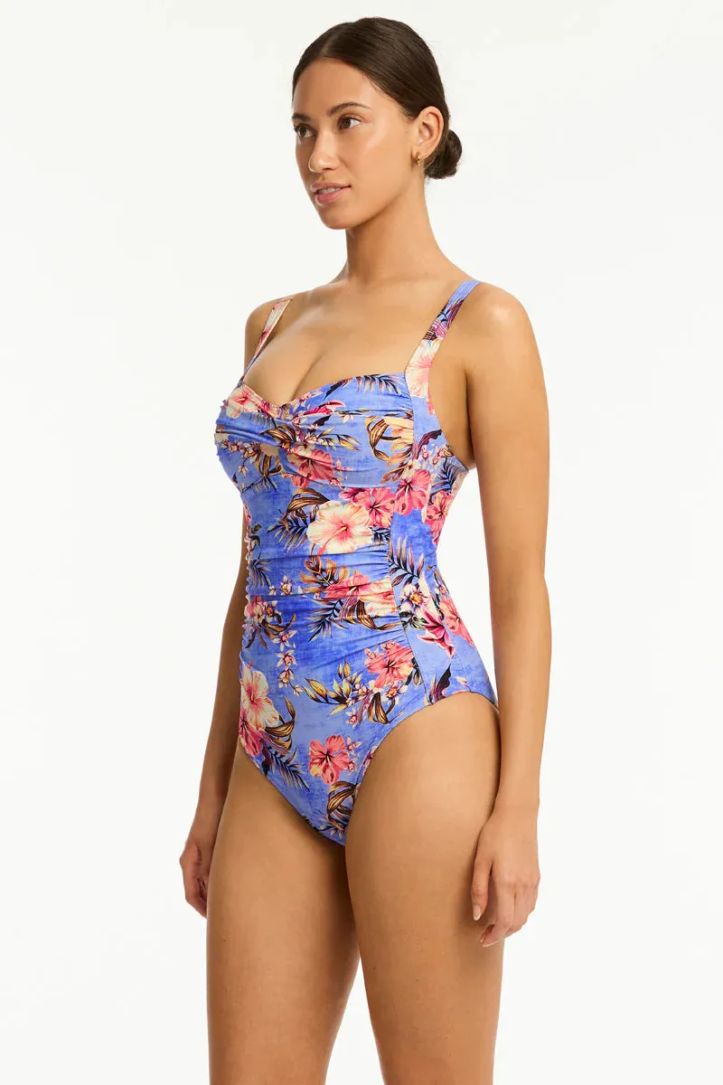 Sea Level - Blue Hawaii Twist Front Multifit One Piece