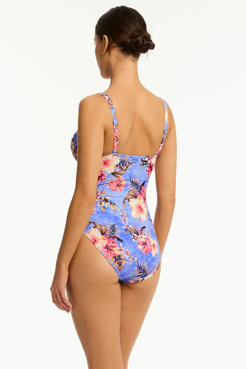 Sea Level - Blue Hawaii Twist Front Multifit One Piece