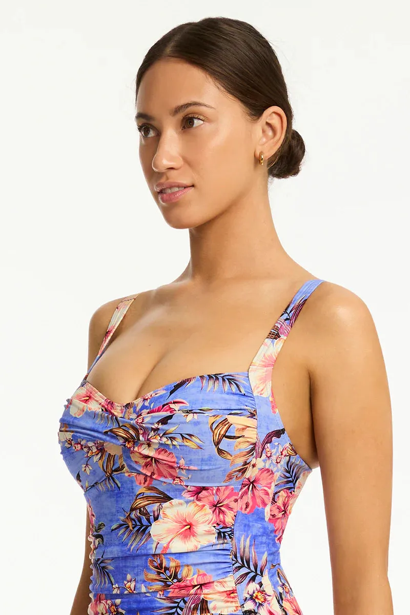 Sea Level - Blue Hawaii Twist Front Multifit One Piece