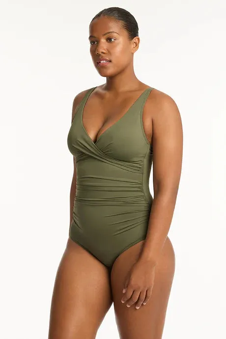 SEA LEVEL Cross Front Multifit One Piece in Khaki