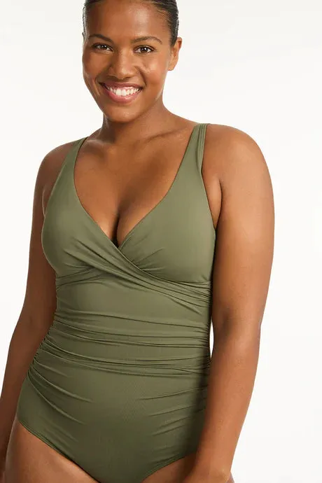 SEA LEVEL Cross Front Multifit One Piece in Khaki