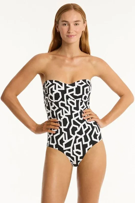SEA LEVEL- LADIES DECO SEAMLESS BANDEAU ONE PIECE SWIMSUIT
