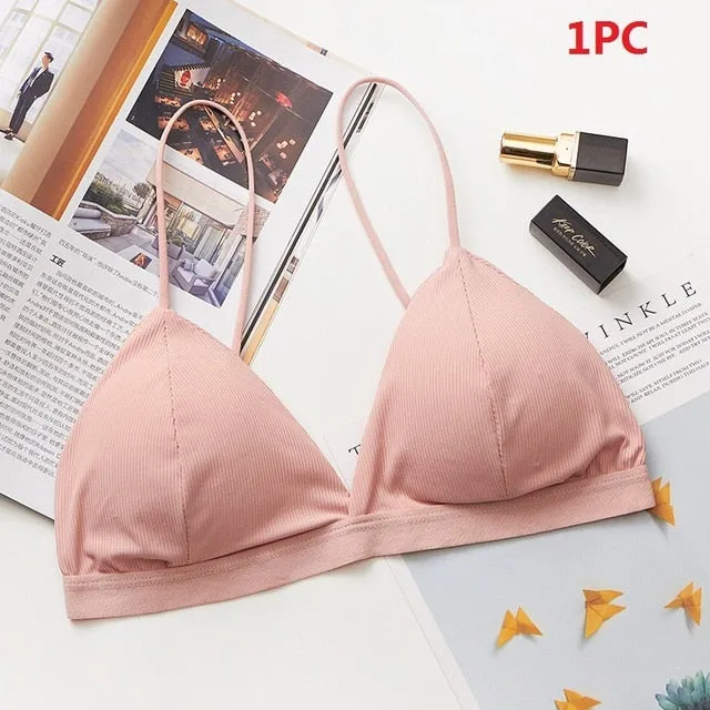 Seamless Soft Underwear Thin Strap Wireless Push Up Backless Bras