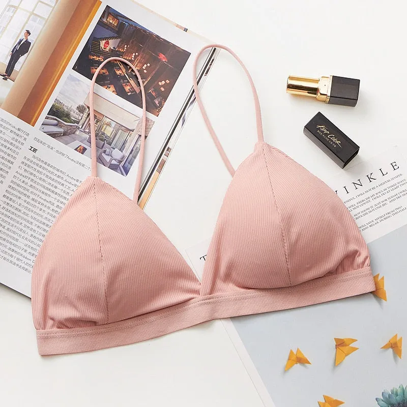 Seamless Soft Underwear Thin Strap Wireless Push Up Backless Bras