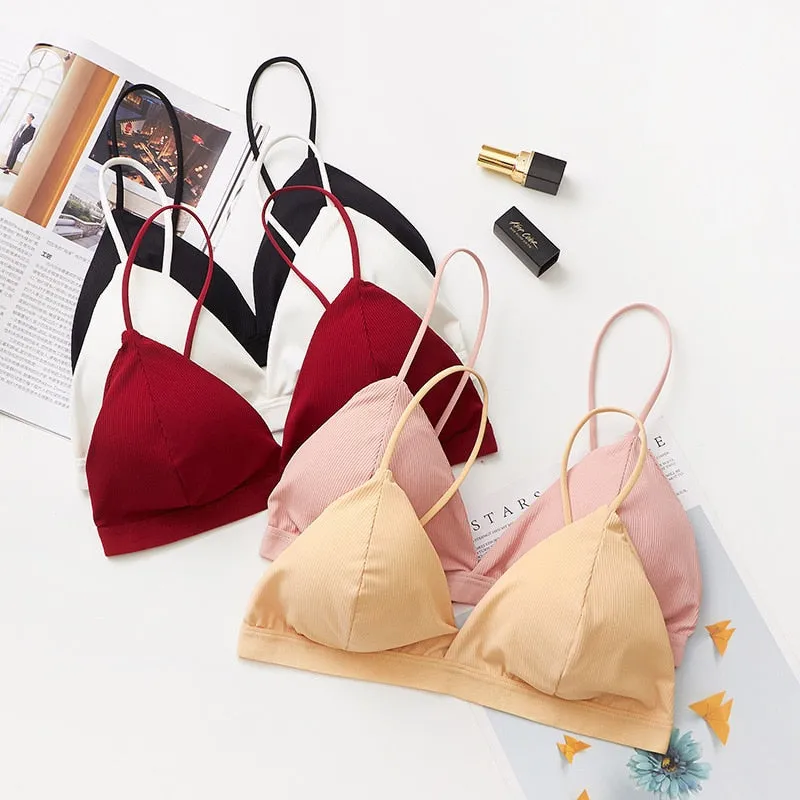 Seamless Soft Underwear Thin Strap Wireless Push Up Backless Bras