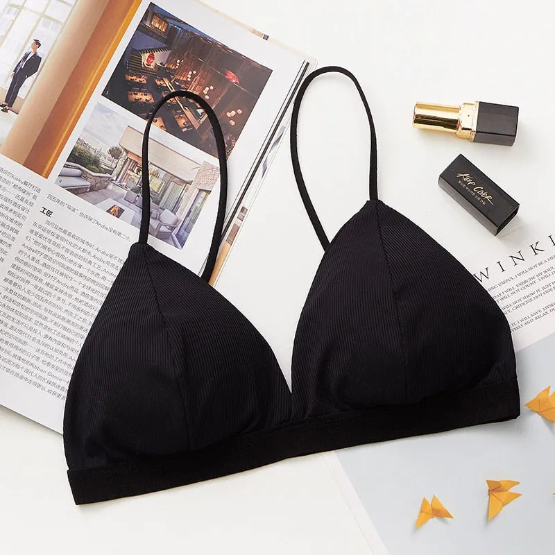 Seamless Soft Underwear Thin Strap Wireless Push Up Backless Bras