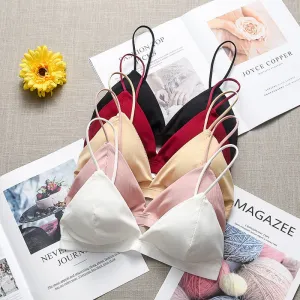 Seamless Soft Underwear Thin Strap Wireless Push Up Backless Bras
