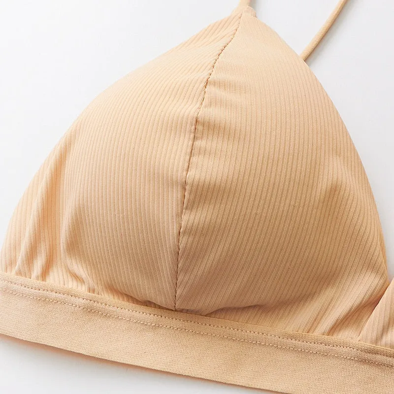Seamless Soft Underwear Thin Strap Wireless Push Up Backless Bras