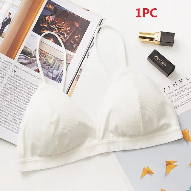 Seamless Soft Underwear Thin Strap Wireless Push Up Backless Bras