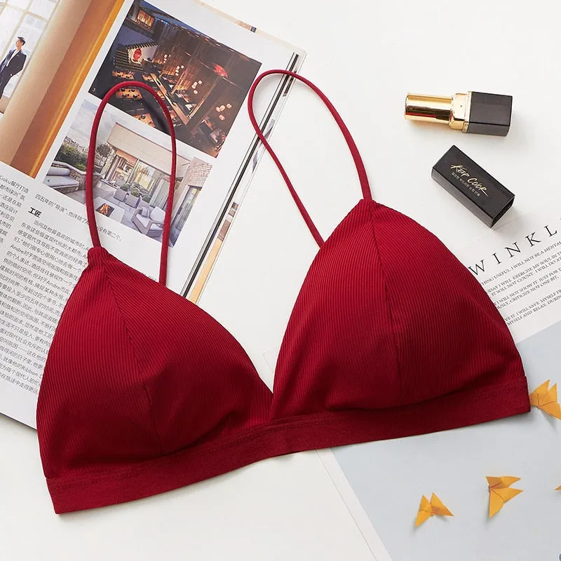 Seamless Soft Underwear Thin Strap Wireless Push Up Backless Bras