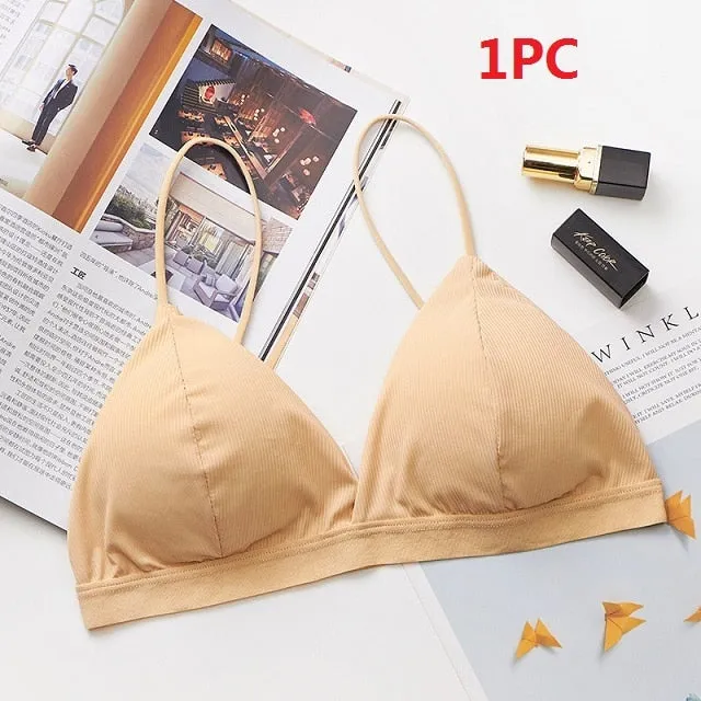 Seamless Soft Underwear Thin Strap Wireless Push Up Backless Bras