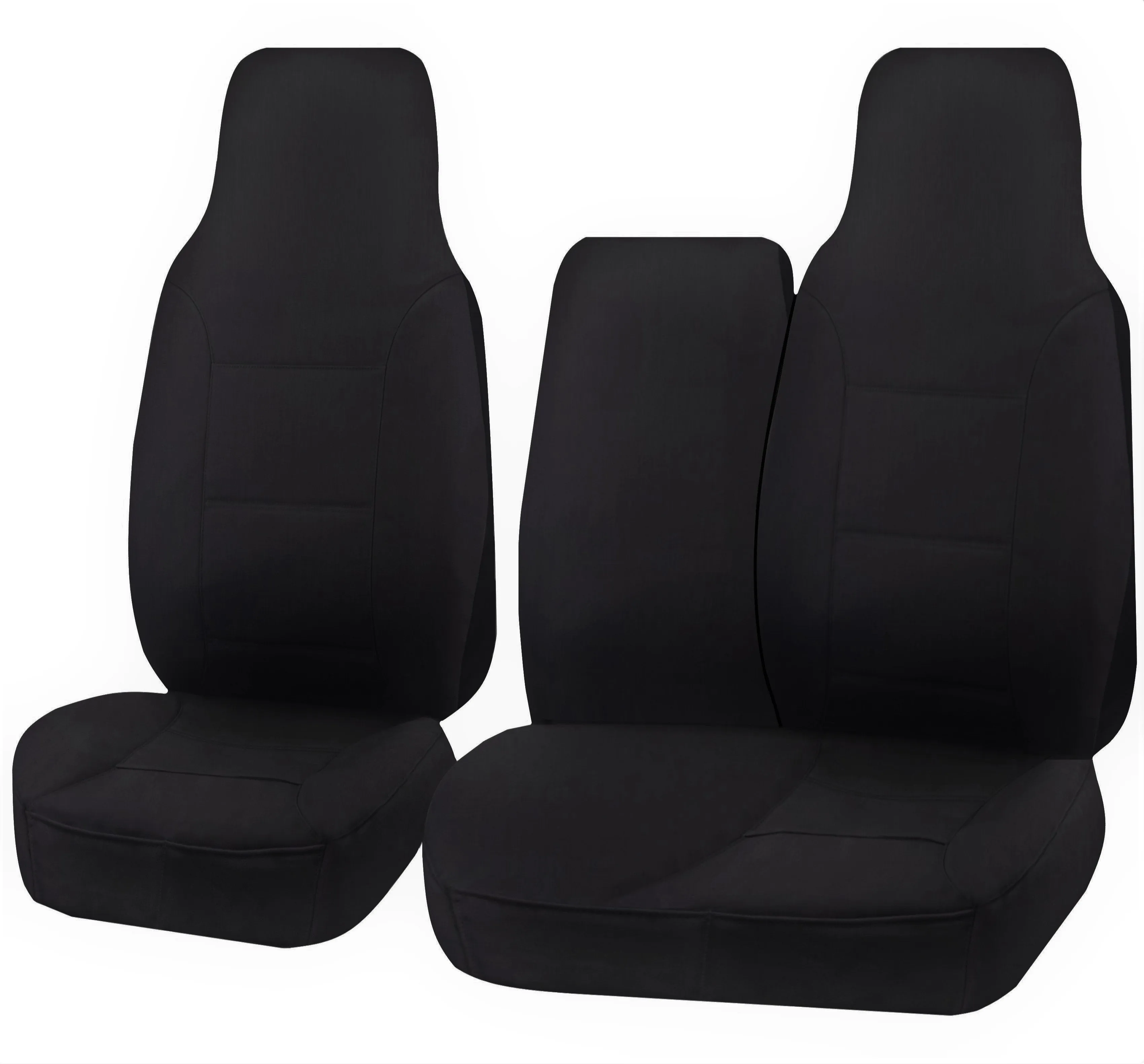 Seat Covers for TOYOTA HI ACE TRH-KDH SERIES 03/2005 - 2015 LWB UTILITY VAN FRONT HIGH BUCKET   _ BENCH WITH FOLD DOWN ARMREST/TRAY BLACK ALL TERRAIN