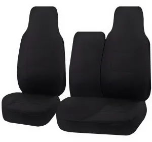 Seat Covers for TOYOTA HI ACE TRH-KDH SERIES 03/2005 - 2015 LWB UTILITY VAN FRONT HIGH BUCKET   _ BENCH WITH FOLD DOWN ARMREST/TRAY BLACK ALL TERRAIN