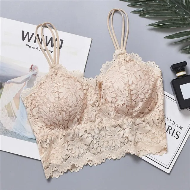 Sexy Lingerie Corset Lace Floral Bralette Padded Bras