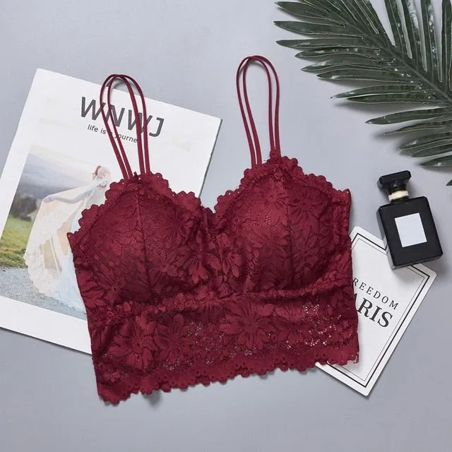 Sexy Lingerie Corset Lace Floral Bralette Padded Bras