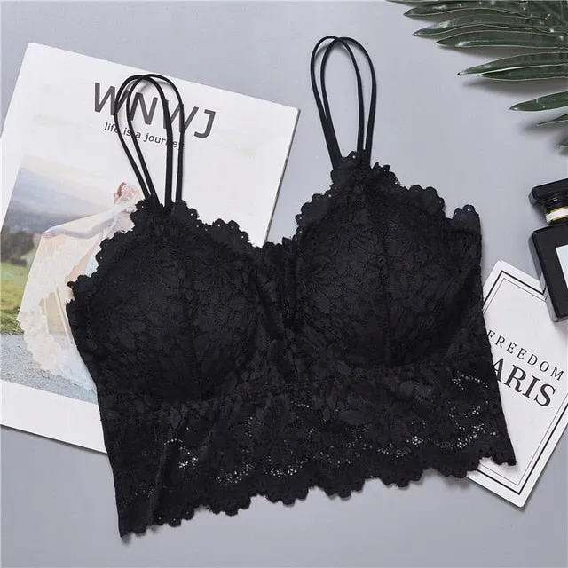 Sexy Lingerie Corset Lace Floral Bralette Padded Bras