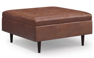 Shay Mid Century Large Square Coffee Table Storage Ottoman