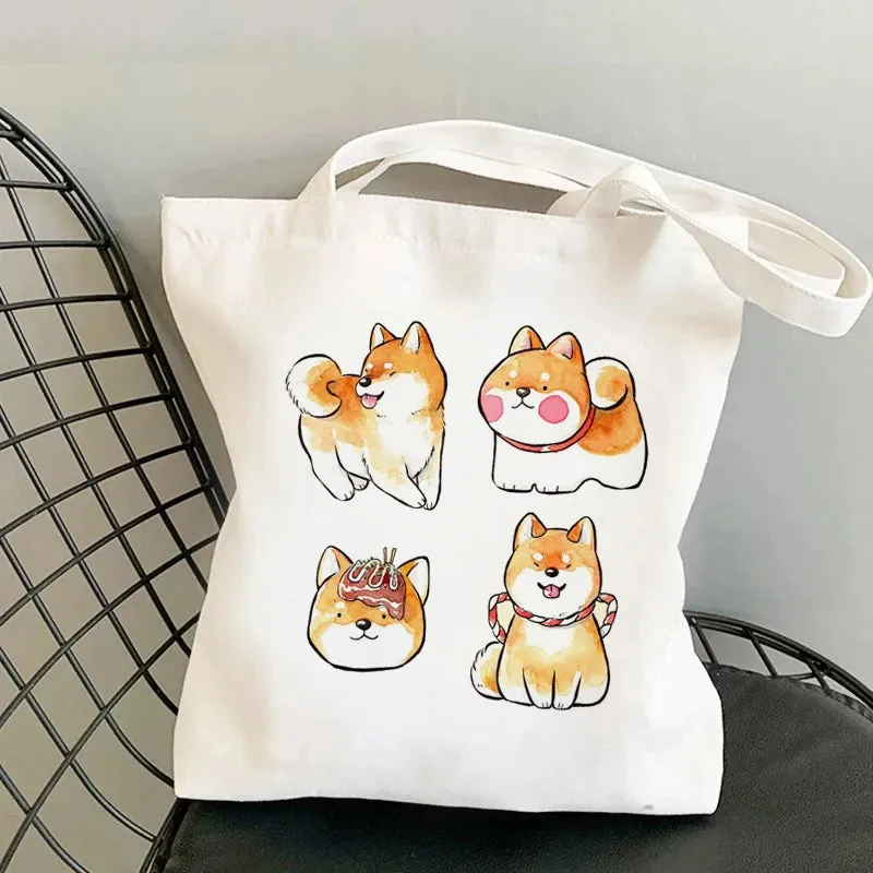 Shiba Inu Delight 🐶✨ Adorable Canvas Tote for Fun-filled Adventures! 🎉💖
