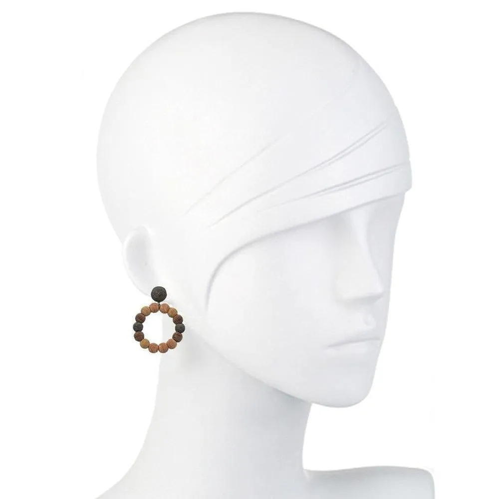 Silk Ombre Beige Hoop Earrings