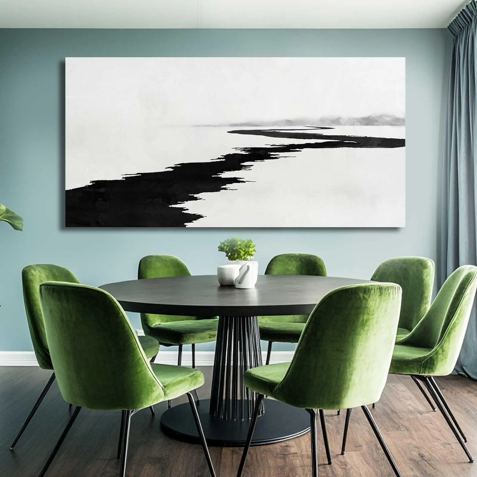 Simple Decorative Pictures Modern Home Decor 29"x58" Abstract Wall Art for Living Room Kitchen Artwork Black Photo Prints