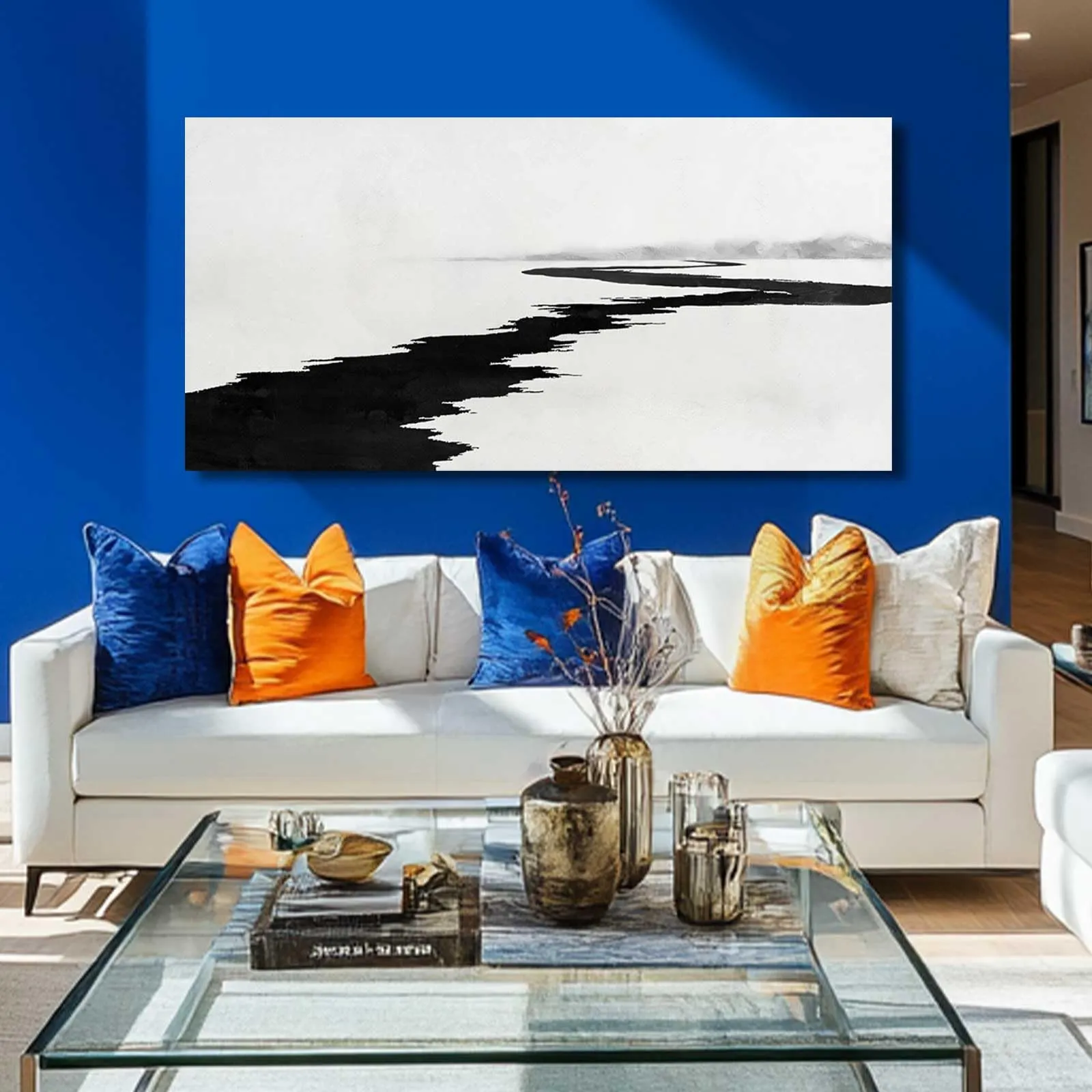 Simple Decorative Pictures Modern Home Decor 29"x58" Abstract Wall Art for Living Room Kitchen Artwork Black Photo Prints