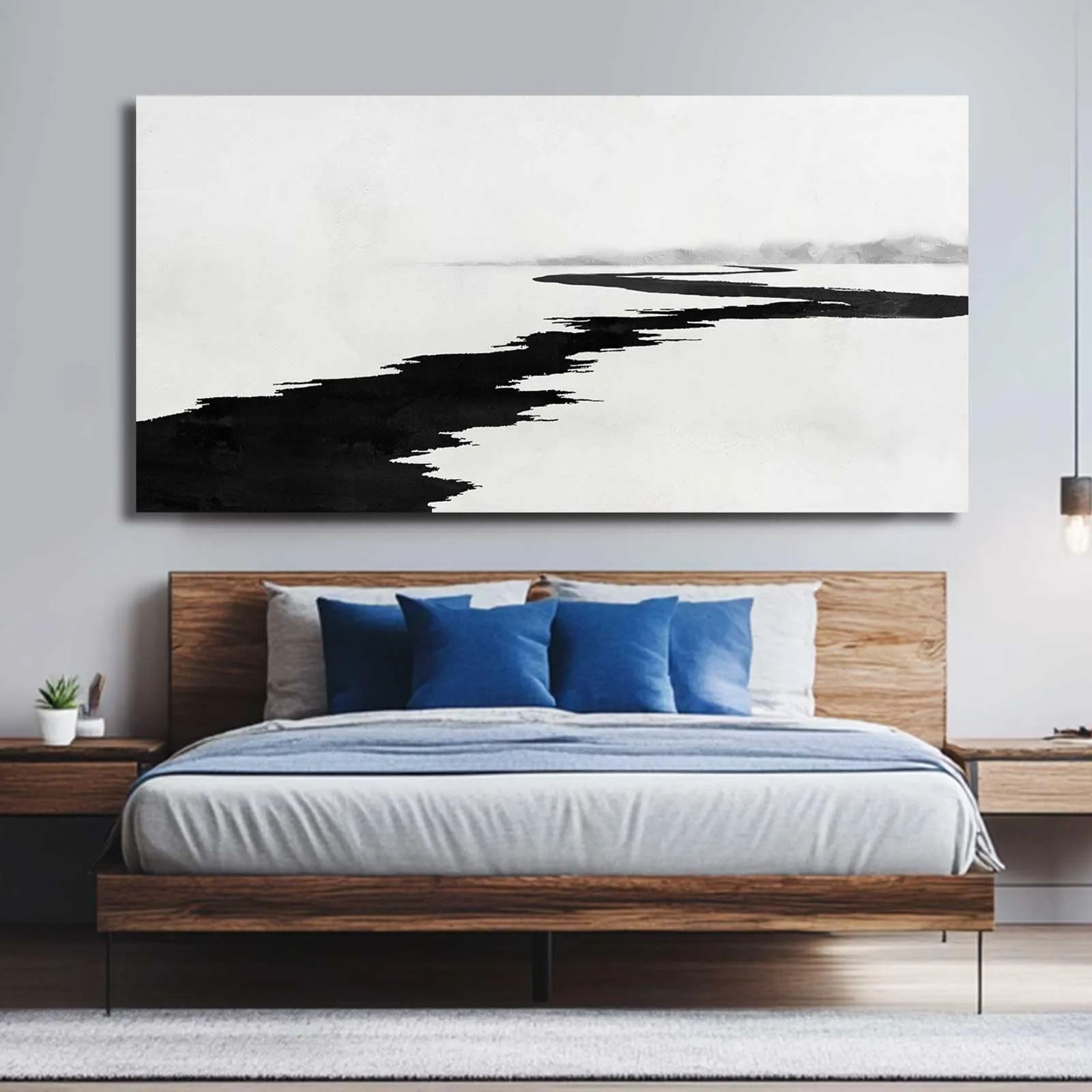 Simple Decorative Pictures Modern Home Decor 29"x58" Abstract Wall Art for Living Room Kitchen Artwork Black Photo Prints