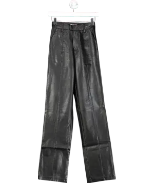 SLA the label Black Pu Leather Look Straight Trousers UK XXS