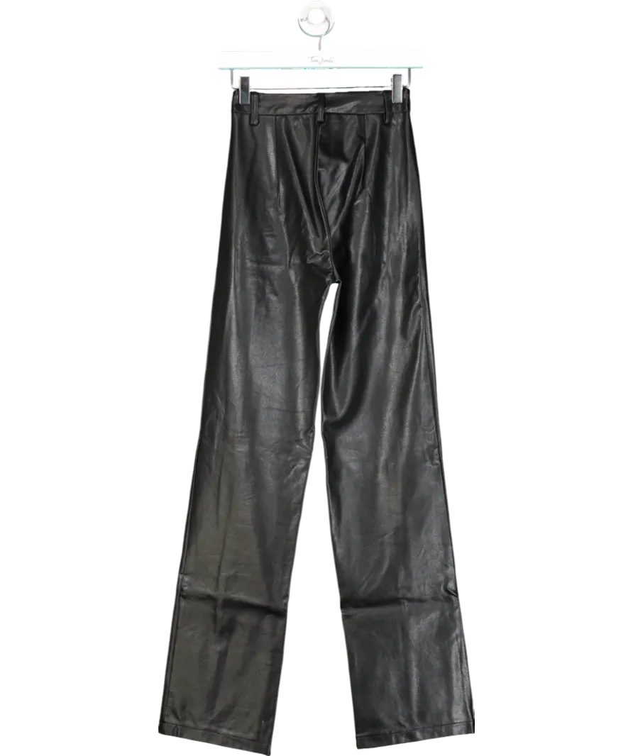 SLA the label Black Pu Leather Look Straight Trousers UK XXS