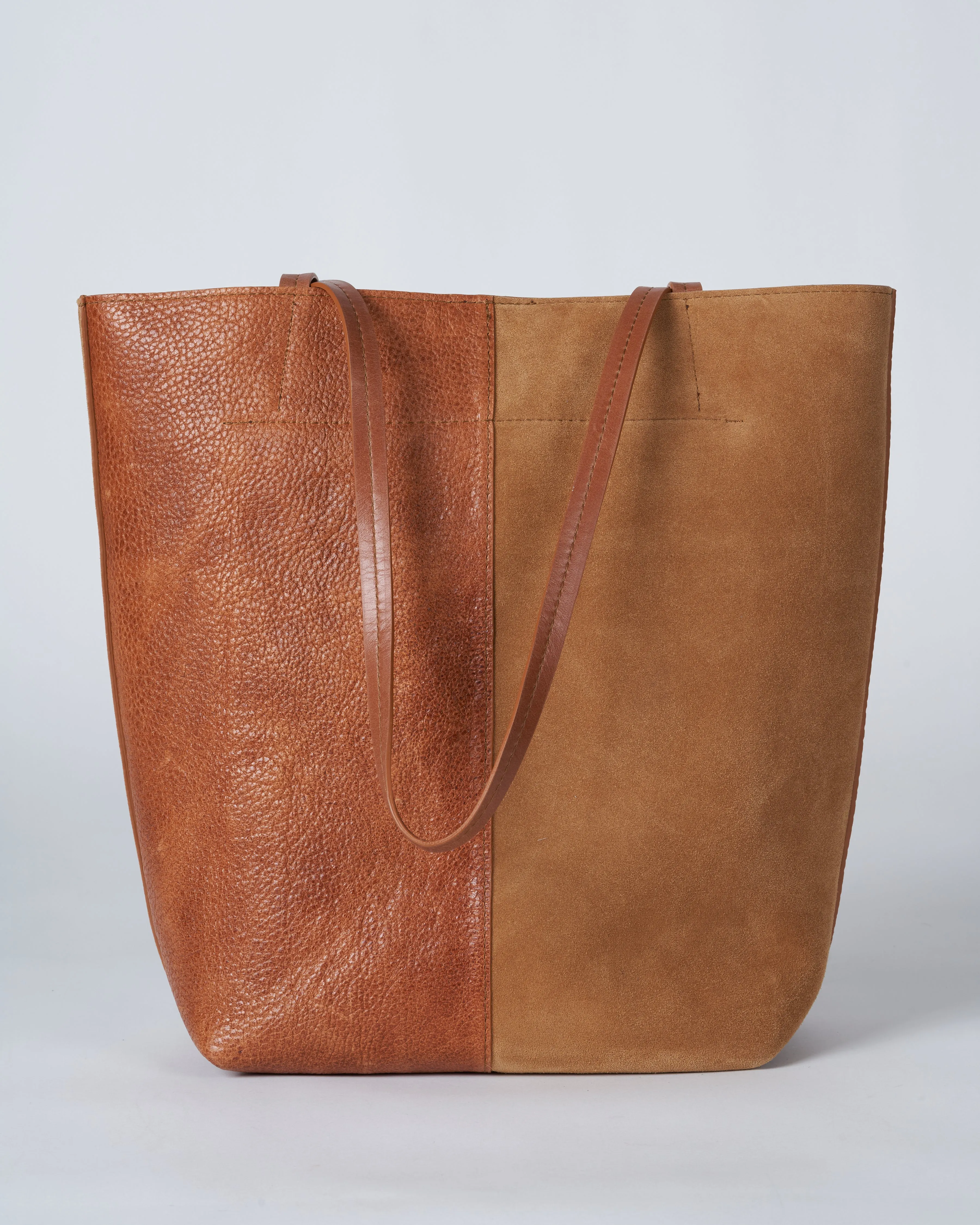 small essential bag - 2 tone saddle ovino/suede