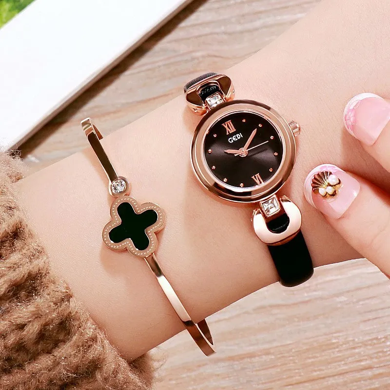 Small Leather Strap Bracelet Women's Watch