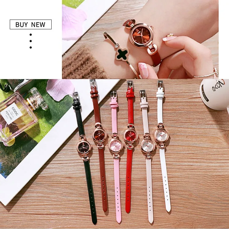 Small Leather Strap Bracelet Women's Watch