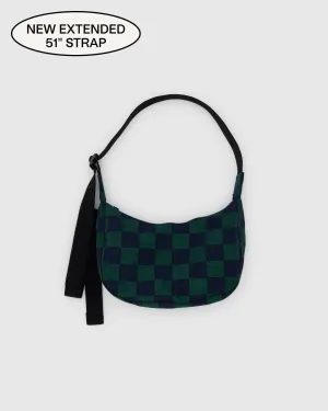Small Nylon Crescent Bag in Navy Green Check | Baggu Fall '24