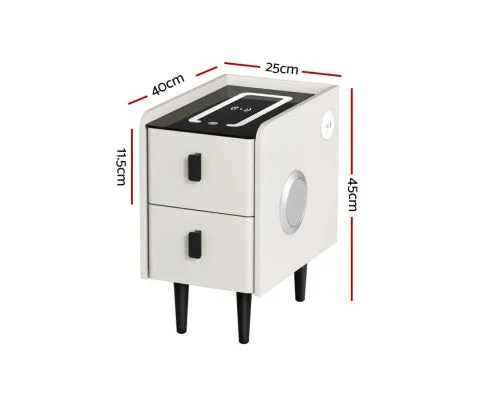 Smart Bedside Table with Wireless Charging - AIDA White