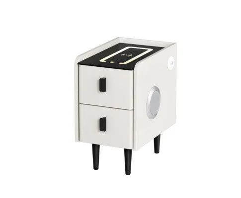 Smart Bedside Table with Wireless Charging - AIDA White