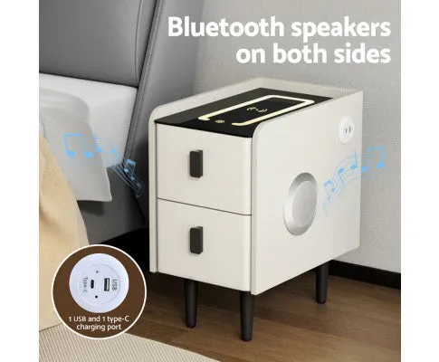 Smart Bedside Table with Wireless Charging - AIDA White