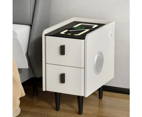 Smart Bedside Table with Wireless Charging - AIDA White