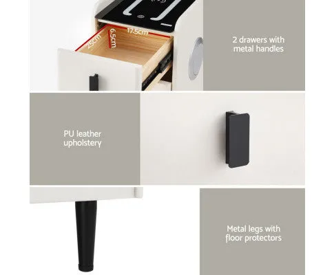 Smart Bedside Table with Wireless Charging - AIDA White
