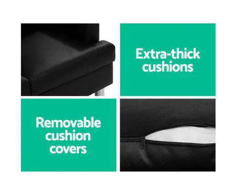 Sofa Lounge Set Couch Futon Corner Chaise Leather 4 Seater Suite Black