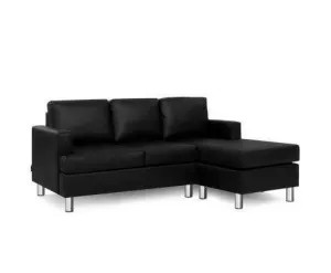 Sofa Lounge Set Couch Futon Corner Chaise Leather 4 Seater Suite Black
