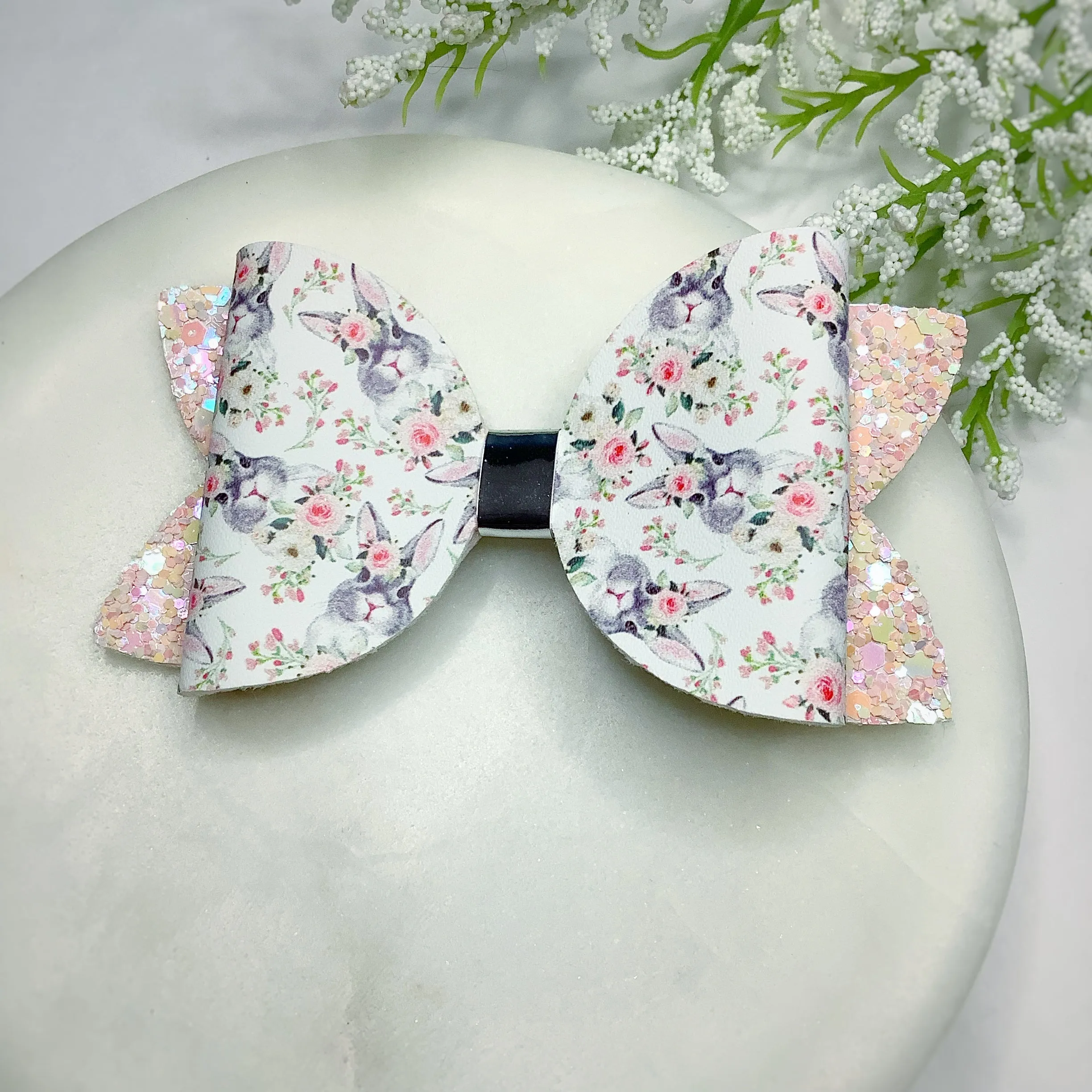 Soft Spring Garden Bunnies Bow