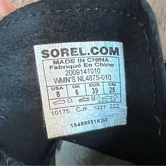 Sorel Women’s Hi-Line Heel Lace Up Waterproof Suede Leather Boot Black Sz 8
