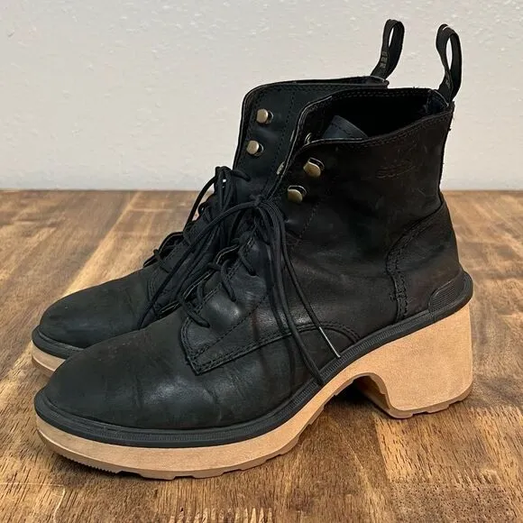 Sorel Women’s Hi-Line Heel Lace Up Waterproof Suede Leather Boot Black Sz 8