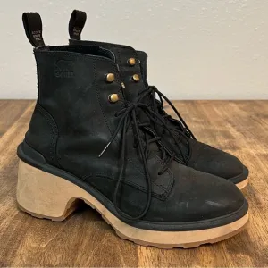 Sorel Women’s Hi-Line Heel Lace Up Waterproof Suede Leather Boot Black Sz 8
