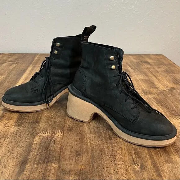 Sorel Women’s Hi-Line Heel Lace Up Waterproof Suede Leather Boot Black Sz 8