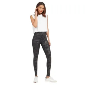 Spanx Faux Leather Camo Leggings Matte Black