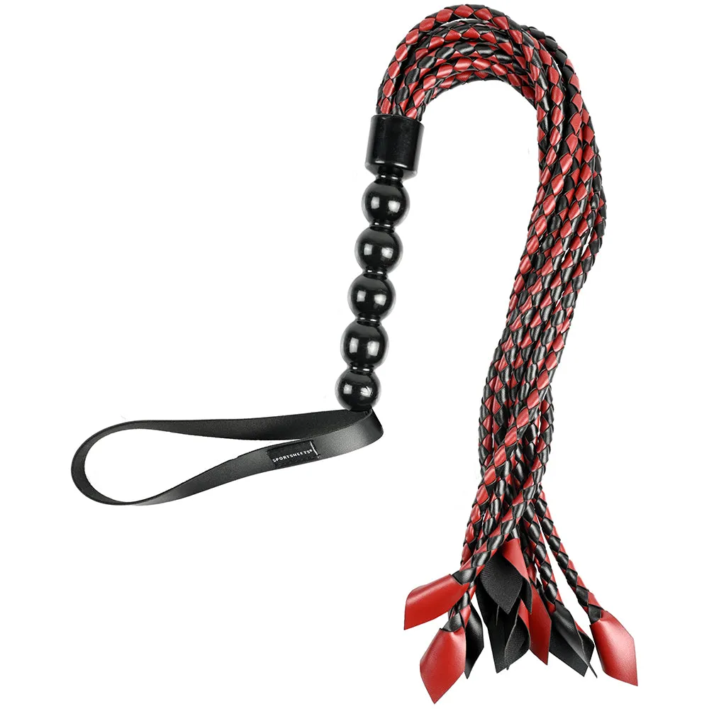 Sportsheets Saffron Braided Flogger Red/Black