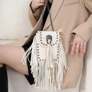 Square Shoulder Bag with Tassels