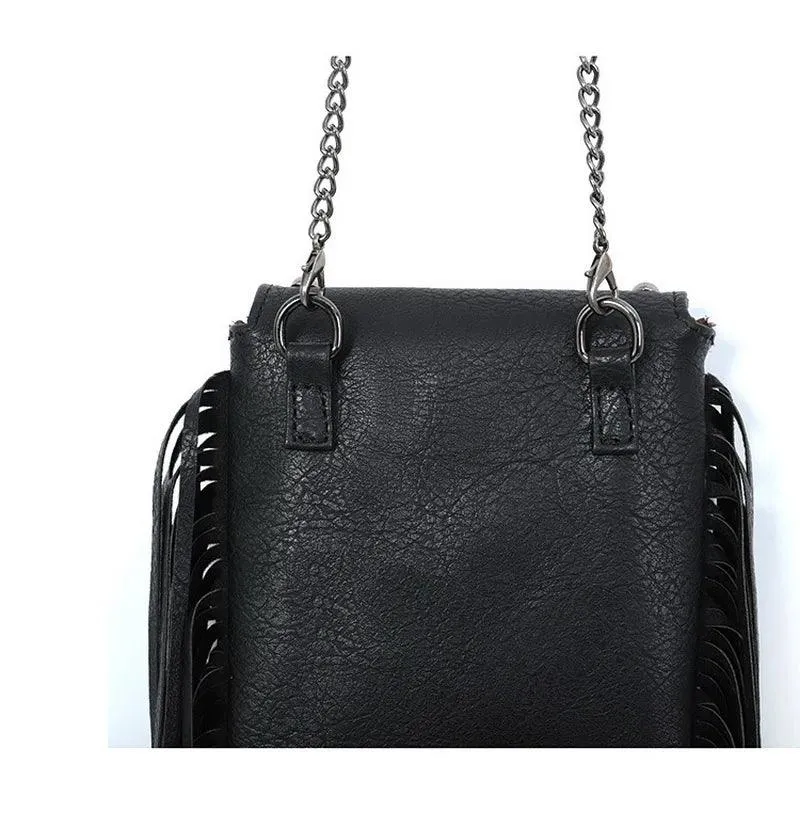 Square Shoulder Bag with Tassels