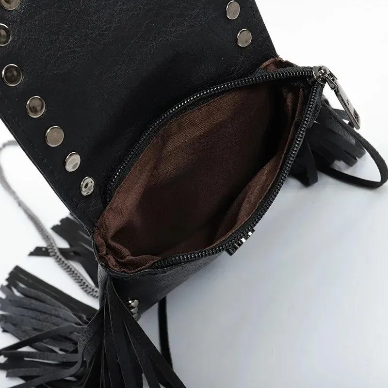 Square Shoulder Bag with Tassels