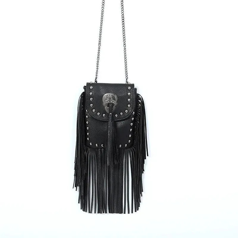 Square Shoulder Bag with Tassels